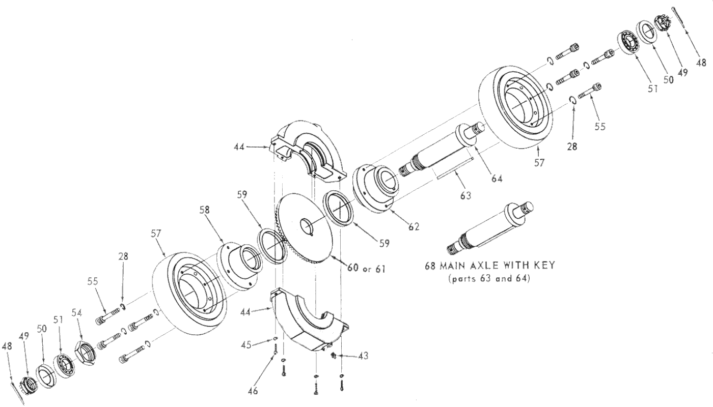 Main Axle diagram and parts list